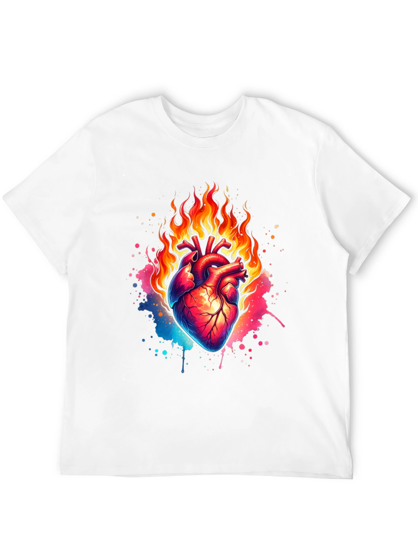 Flaming Heart Graphic Print Black T-Shirt