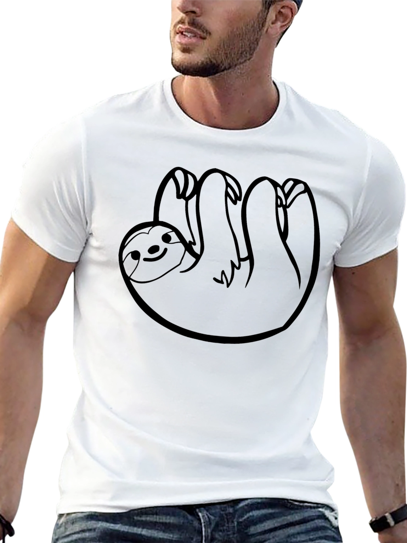 Hanging Sloth Graphic Tee - Comfy Black T-Shirt