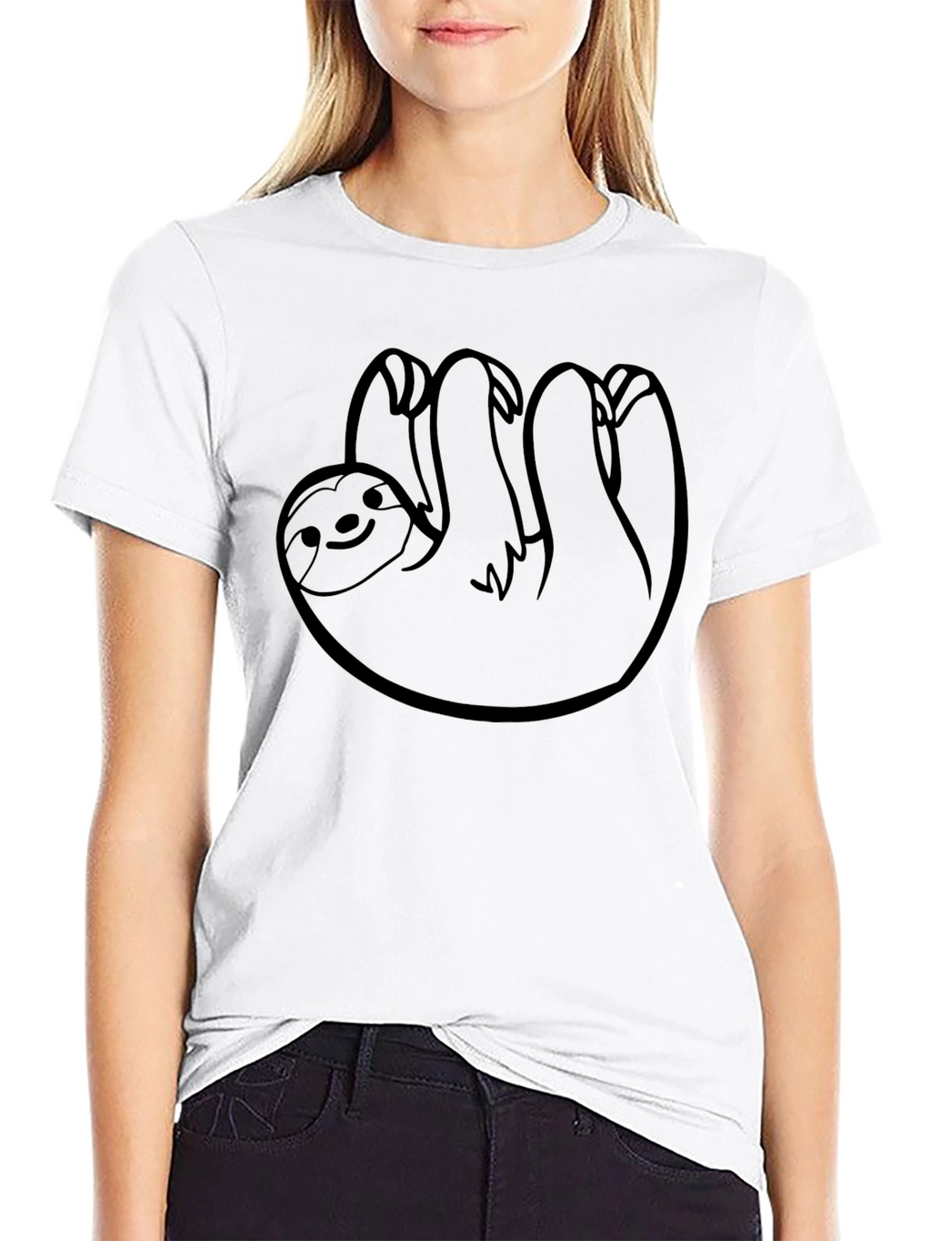 Hanging Sloth Graphic Tee - Comfy Black T-Shirt