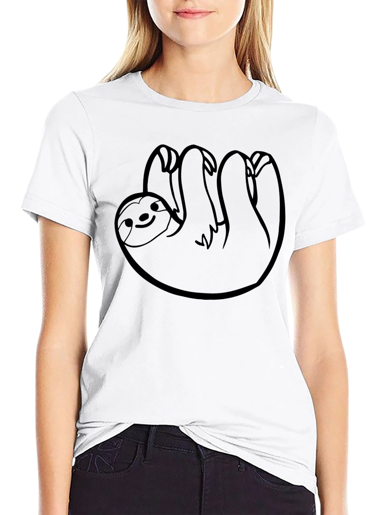 Hanging Sloth Graphic Tee - Comfy Black T-Shirt
