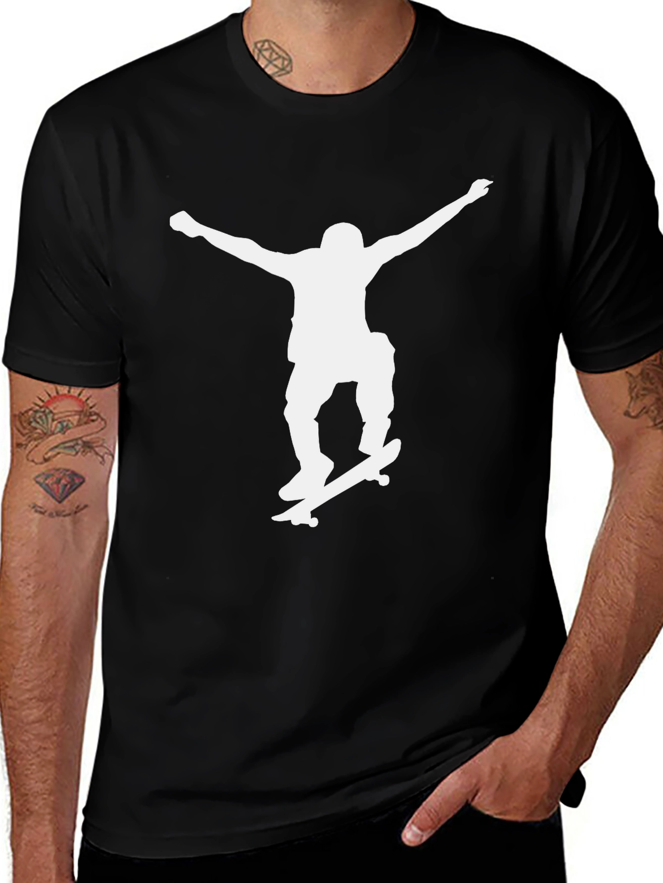 Skater Silhouette Graphic Tee - Black