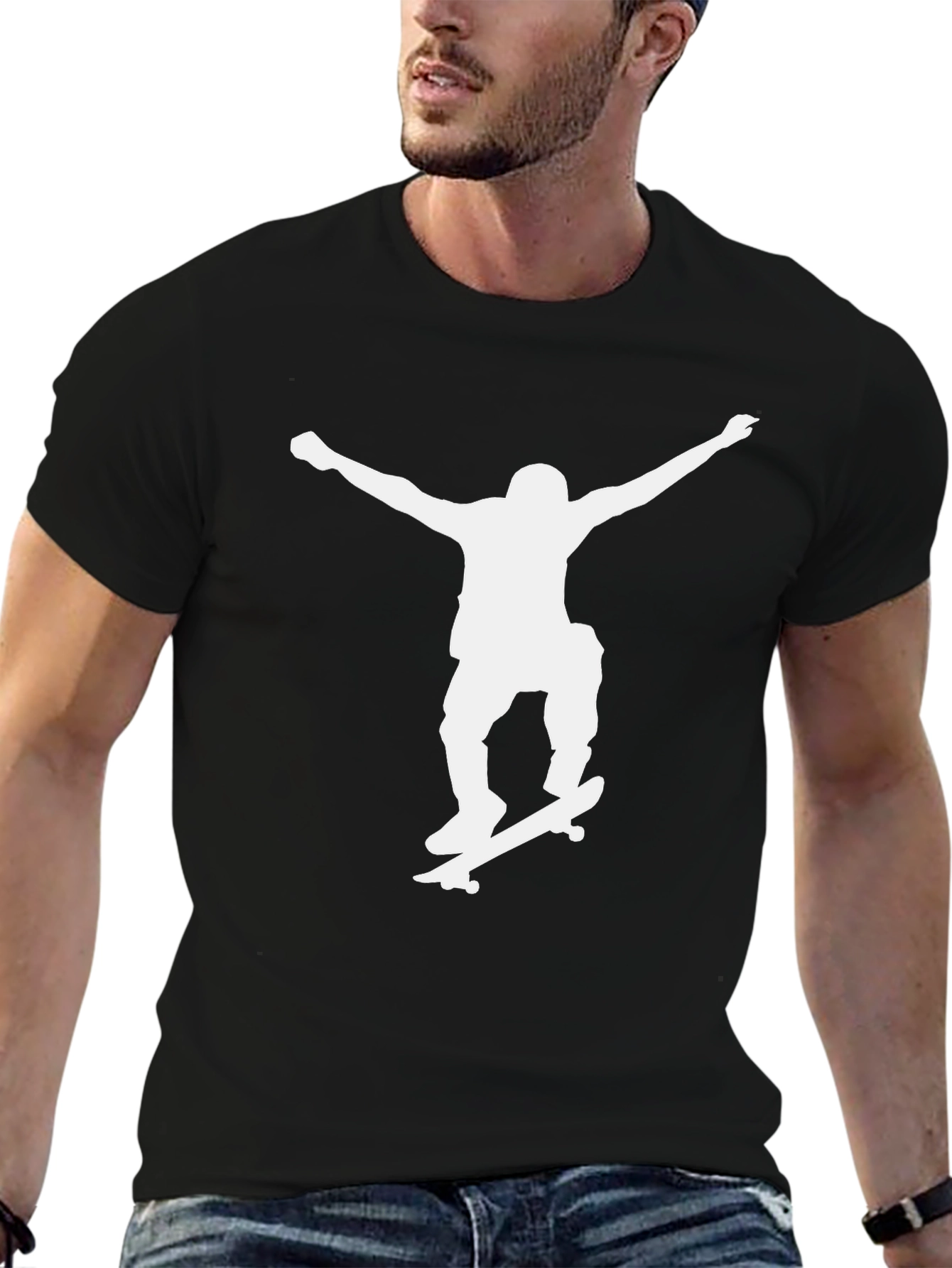 Skater Silhouette Graphic Tee - Black