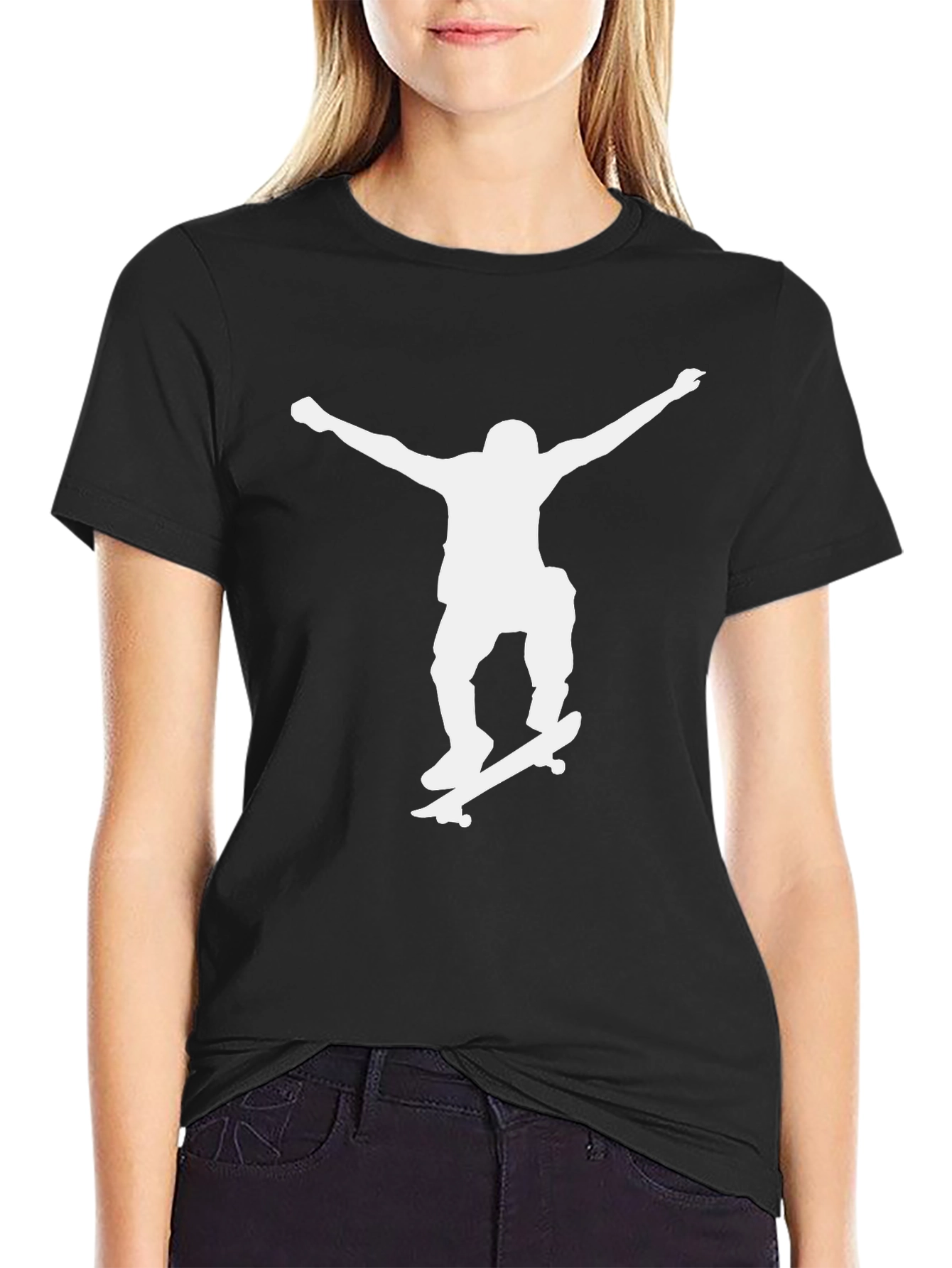 Skater Silhouette Graphic Tee - Black