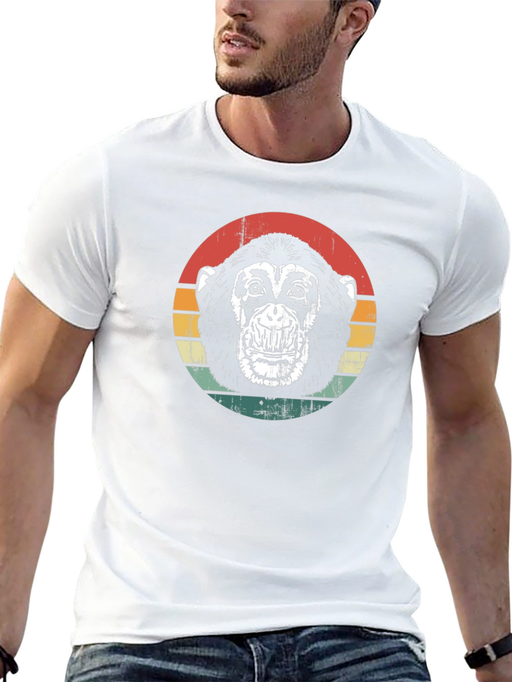 Retro Monkey Graphic Tee - Classic Black T-Shirt