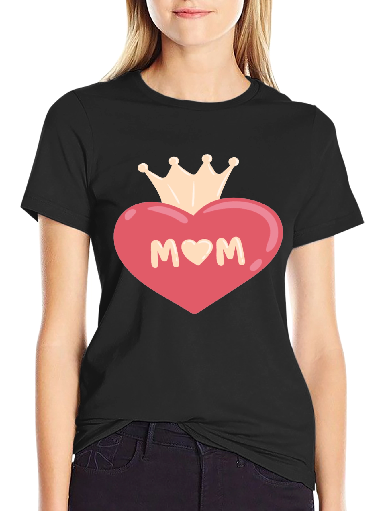 Mom Heart Crown Graphic T-Shirt