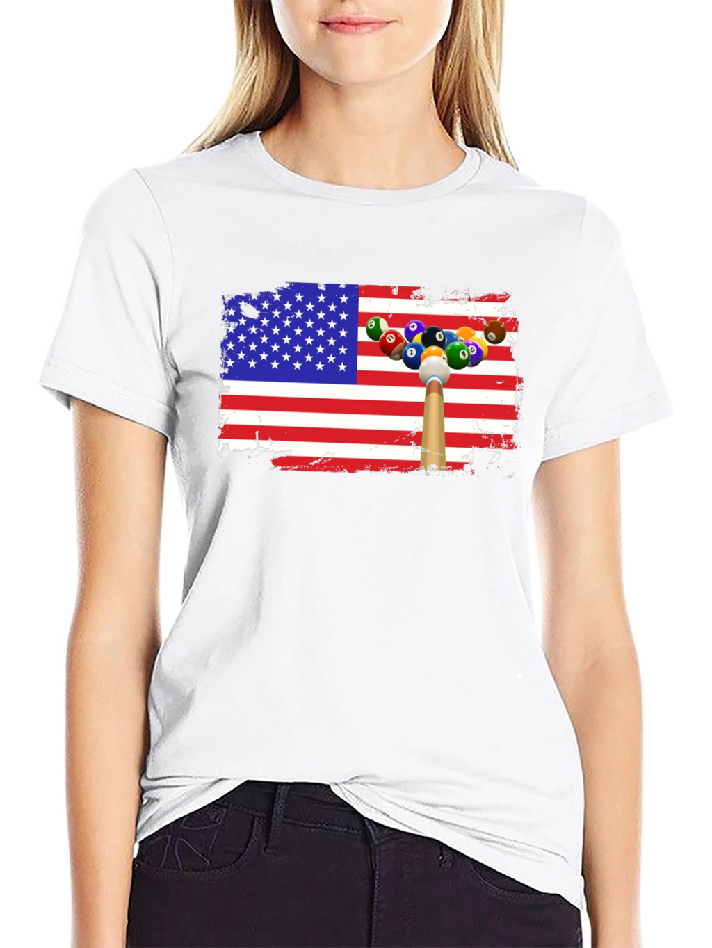 Patriotic Billiards T-Shirt - USA Flag Design
