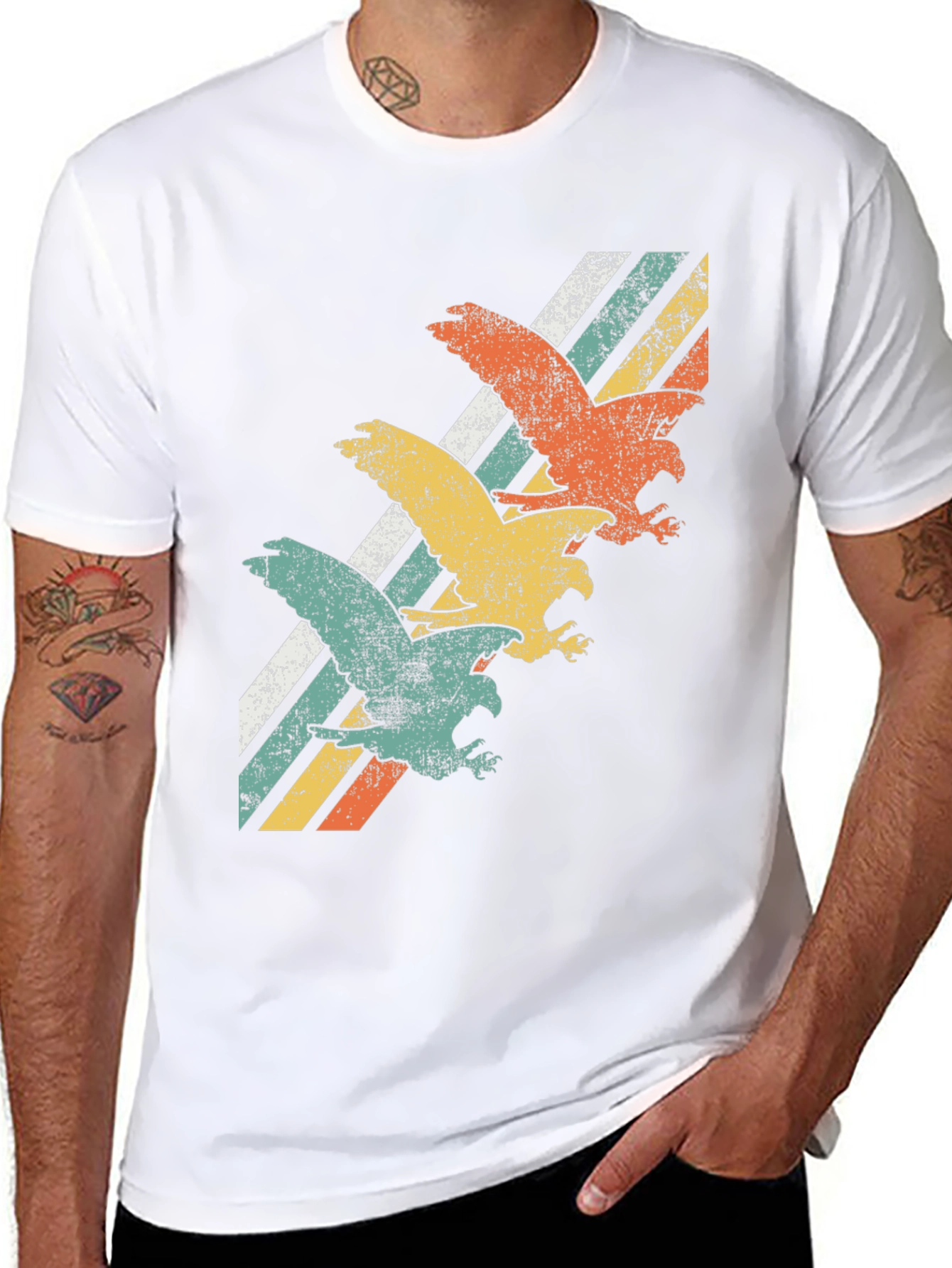 Retro Eagle Graphic Tee - Vintage Style Mens T-Shirt