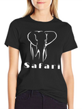 Safari Elephant Graphic Black T-Shirt