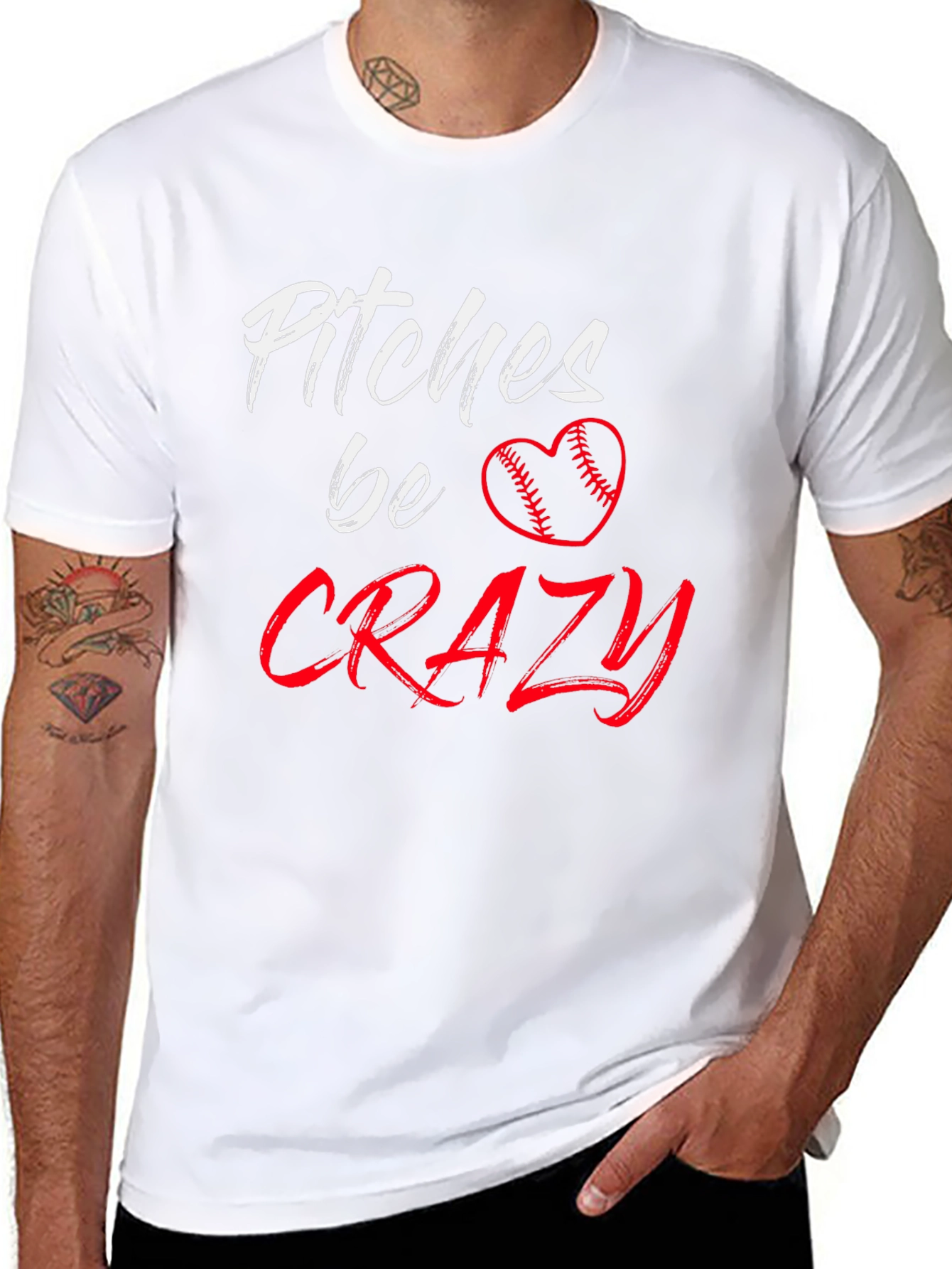 Pitches Be Crazy Baseball Heart Graphic Tee