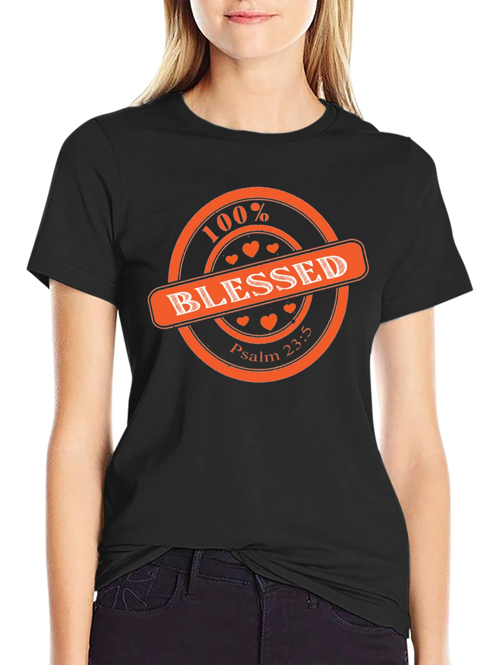 100% Blessed Graphic Print T-Shirt - Black