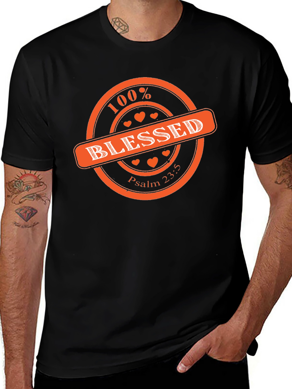 100% Blessed Graphic Print T-Shirt - Black