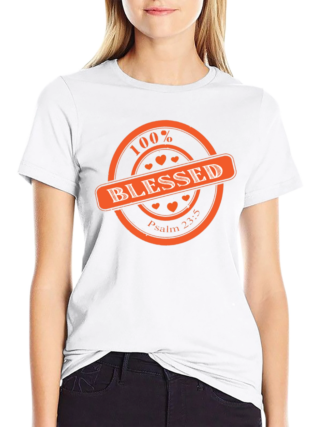 100% Blessed Graphic Print T-Shirt - Black