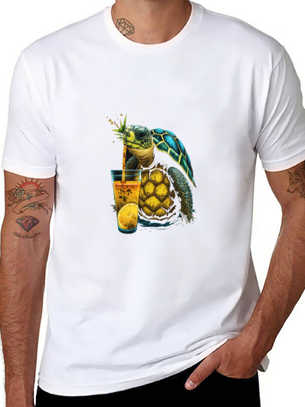 Turtle Sipping Juice T-Shirt