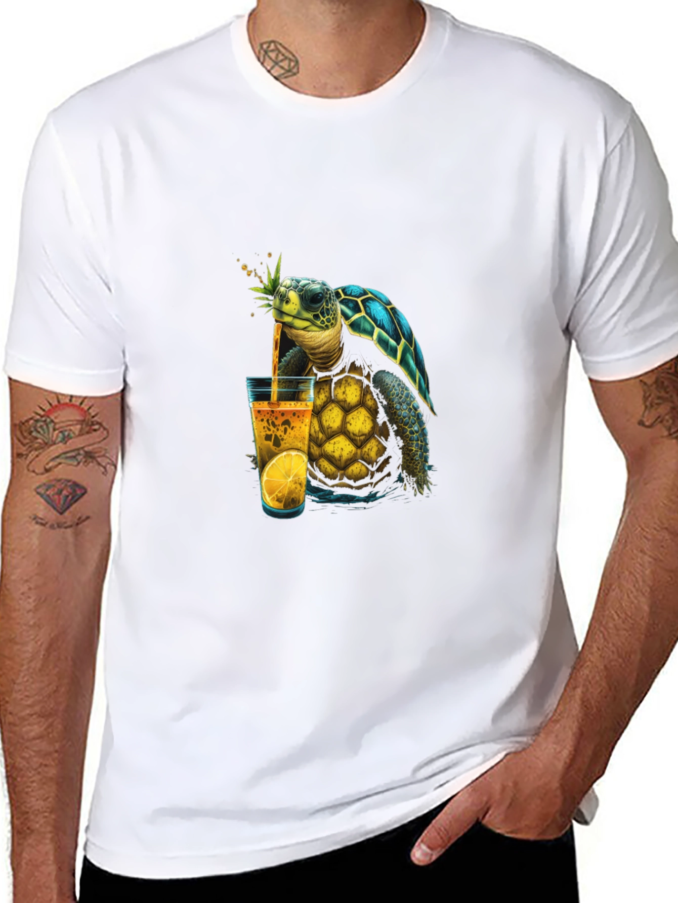 Turtle Sipping Juice T-Shirt