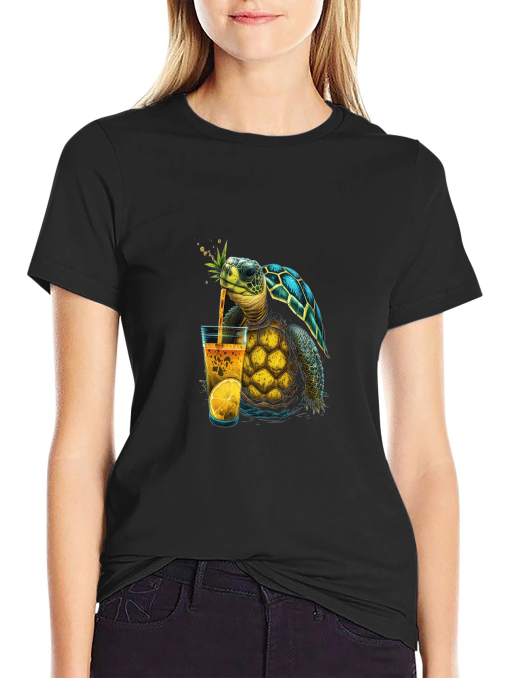 Turtle Sipping Juice T-Shirt