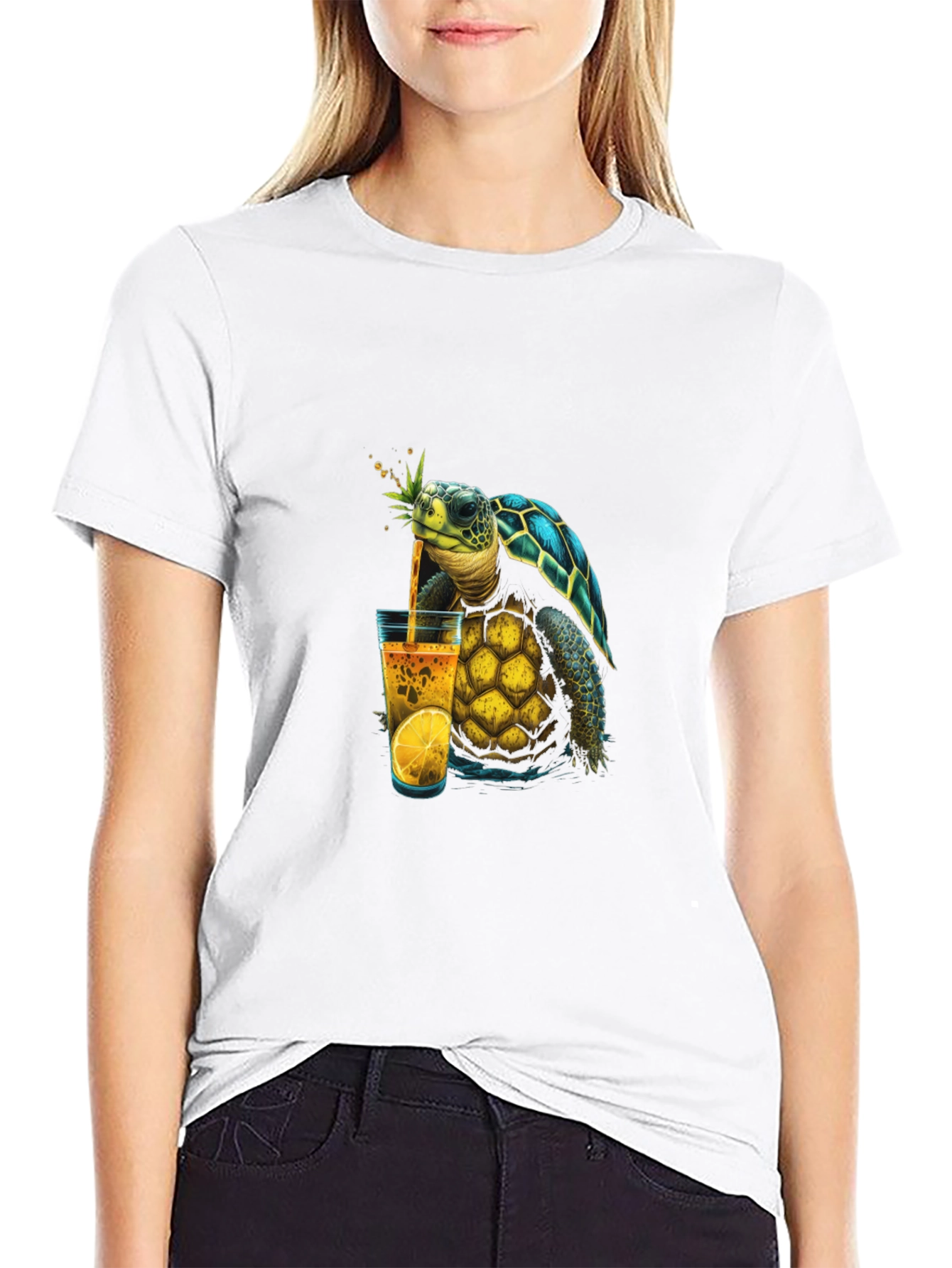 Turtle Sipping Juice T-Shirt