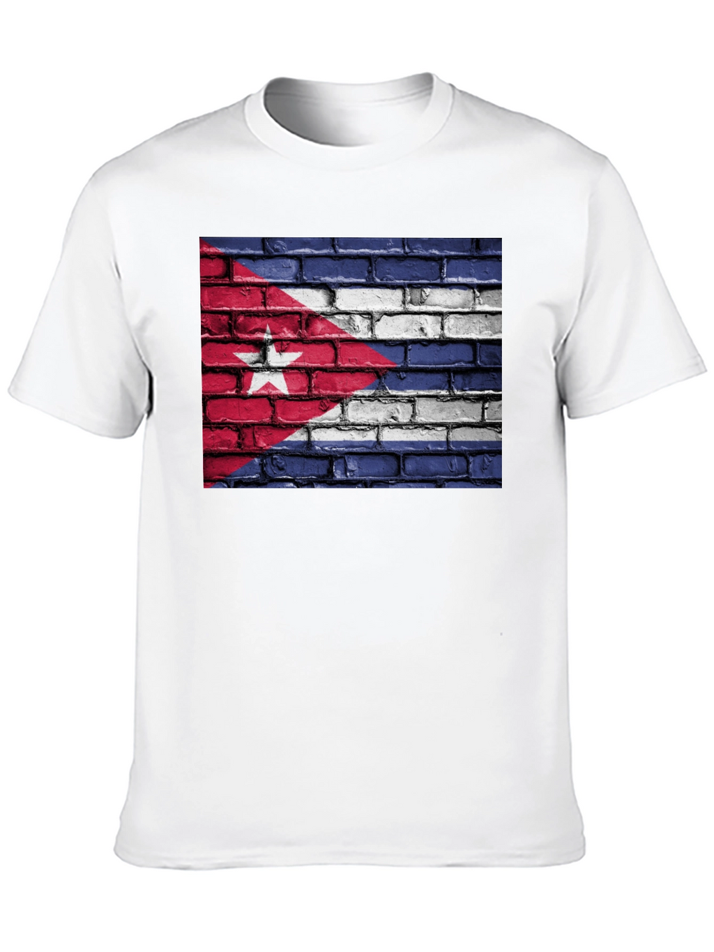 Cuba Flag Brick Wall Graphic T-Shirt