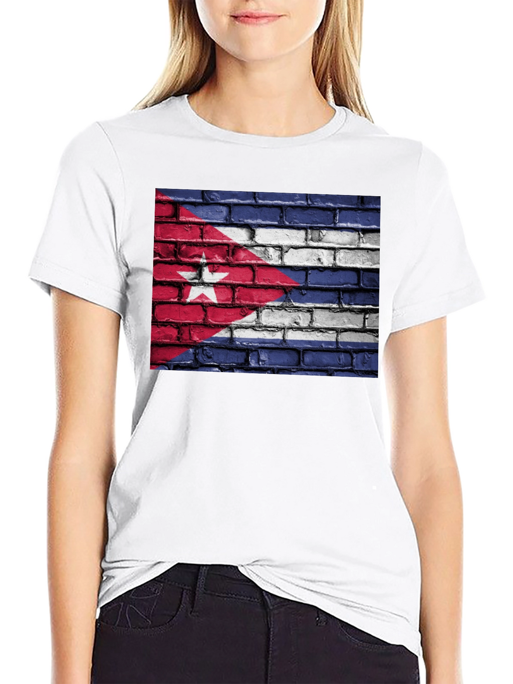 Cuba Flag Brick Wall Graphic T-Shirt