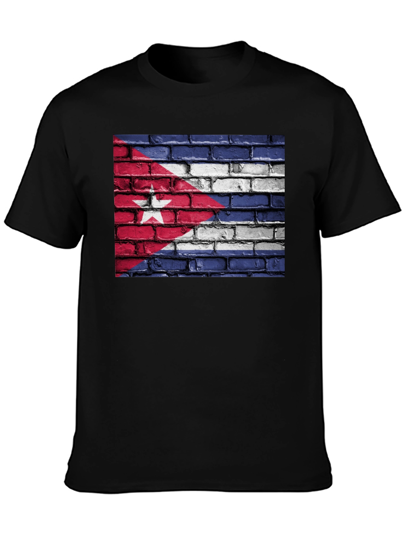 Cuba Flag Brick Wall Graphic T-Shirt