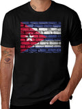Cuba Flag Brick Wall Graphic T-Shirt