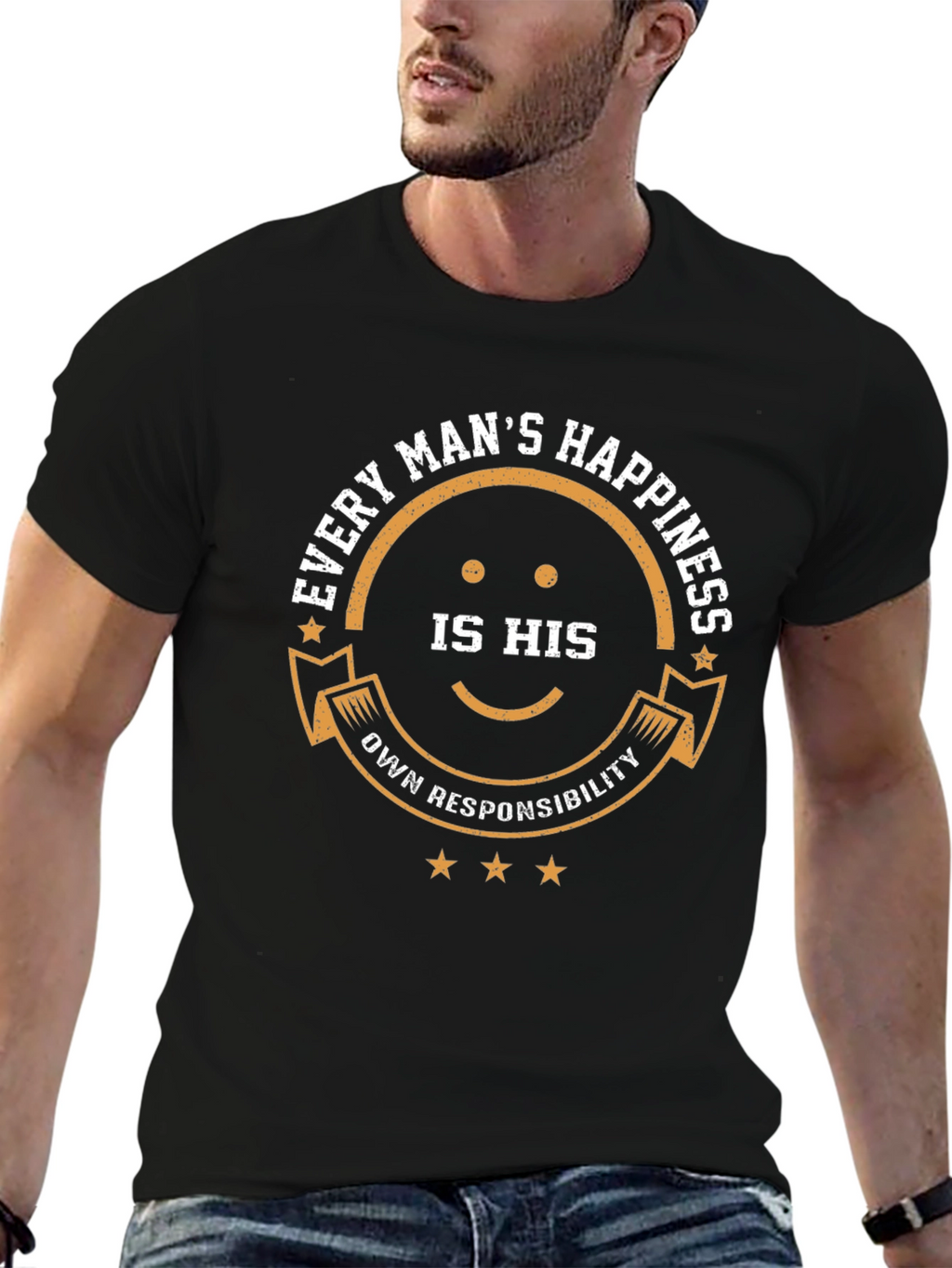 Mens Every Mans Happiness Graphic Tee