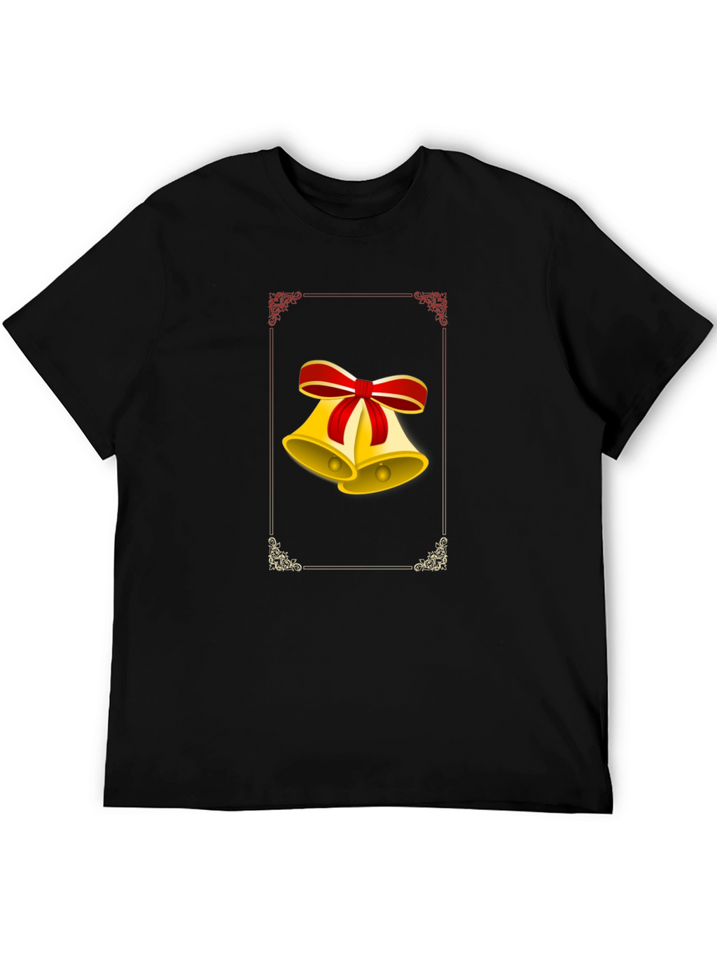 Festive Christmas Bells Graphic Tee - Black