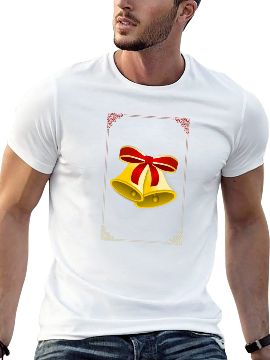 Festive Christmas Bells Graphic Tee - Black