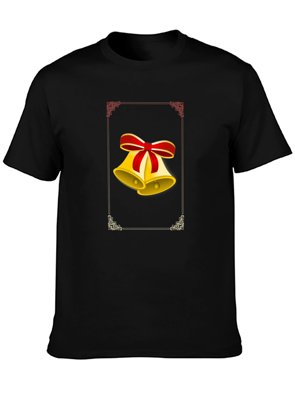 Festive Christmas Bells Graphic Tee - Black