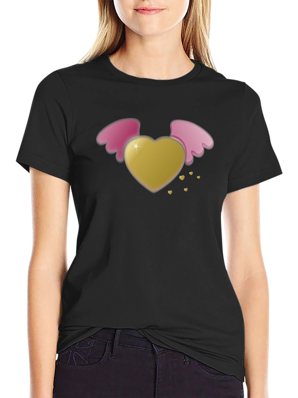 Heart with Wings Black T-Shirt