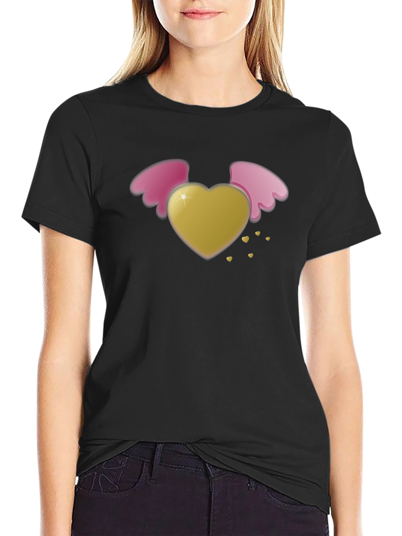 Heart with Wings Black T-Shirt
