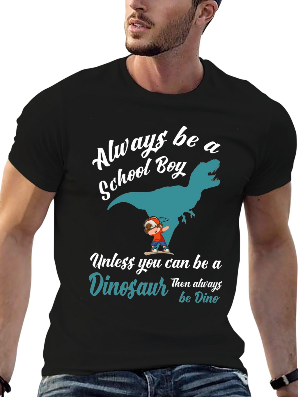 Always Be A School Boy Dinosaur Graphic T-Shirt