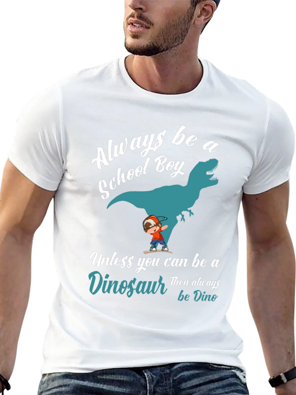 Always Be A School Boy Dinosaur Graphic T-Shirt