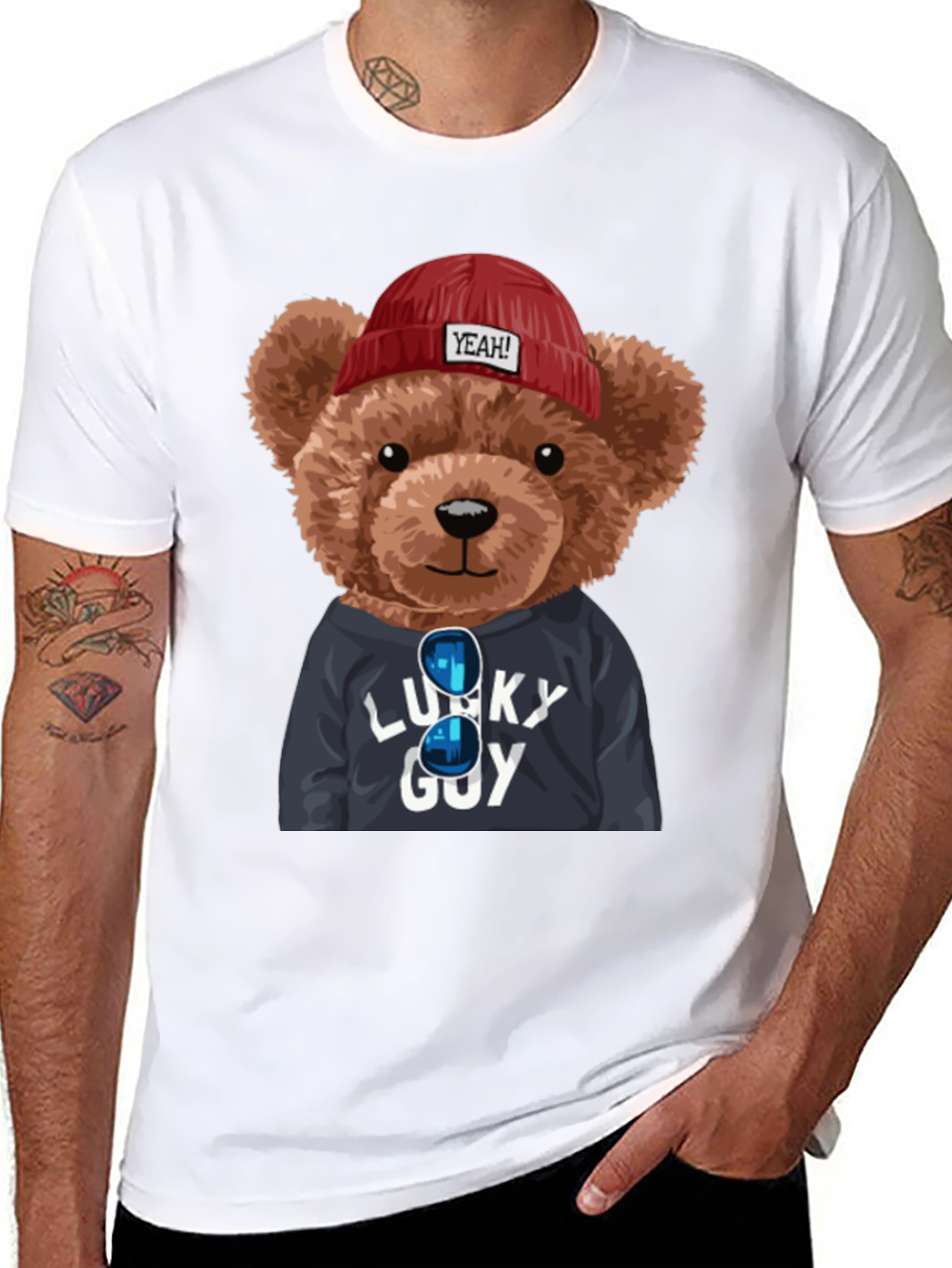 Lucky Guy Teddy Bear Graphic T-Shirt