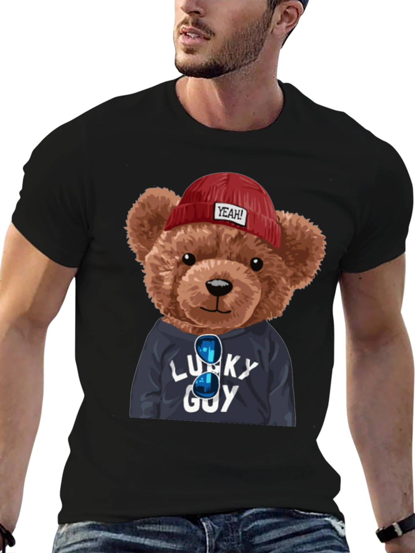 Lucky Guy Teddy Bear Graphic T-Shirt