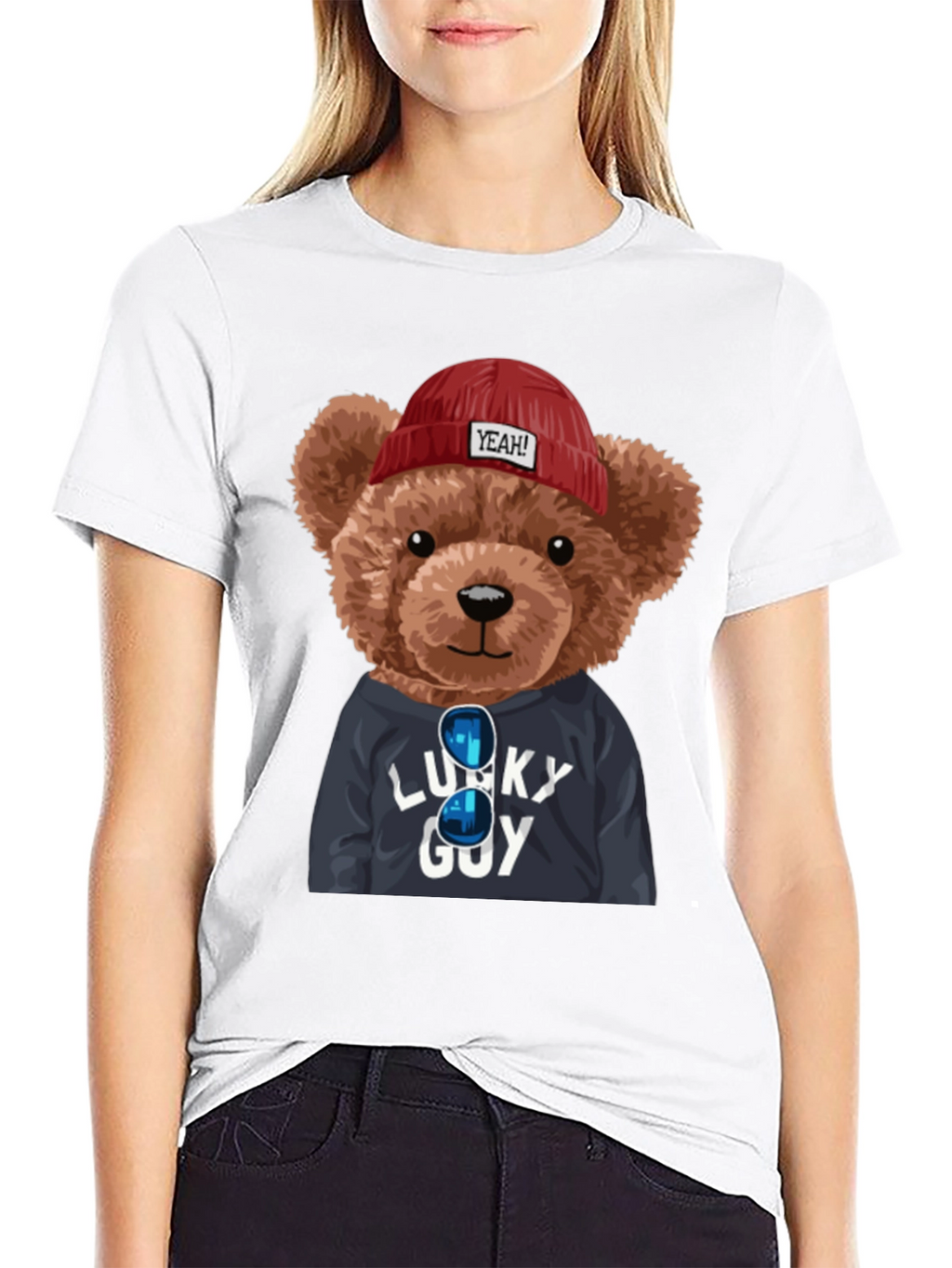 Lucky Guy Teddy Bear Graphic T-Shirt