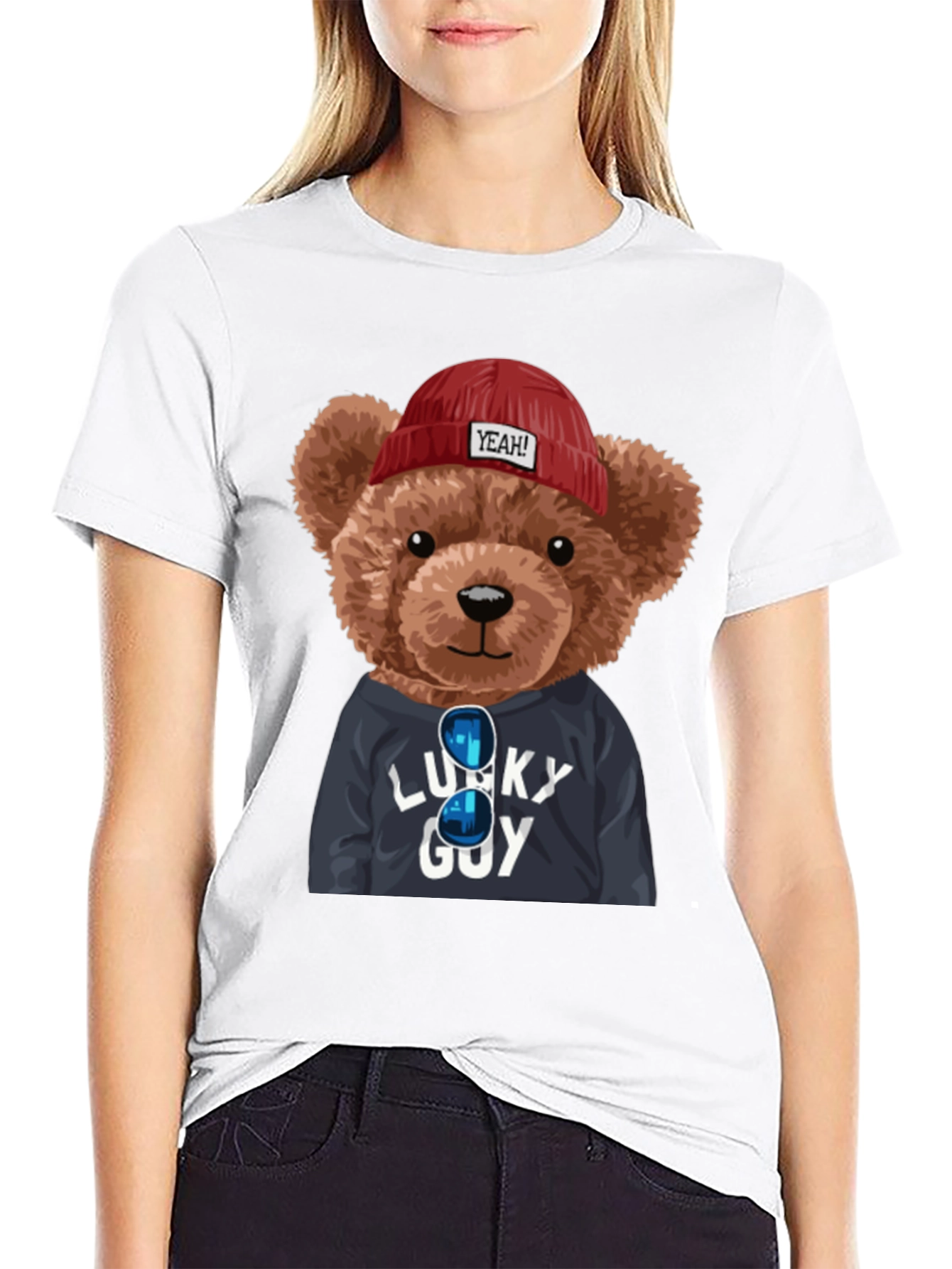 Lucky Guy Teddy Bear Graphic T-Shirt
