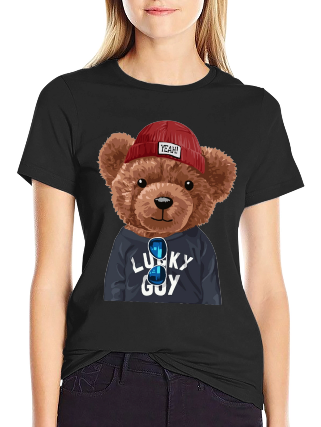 Lucky Guy Teddy Bear Graphic T-Shirt