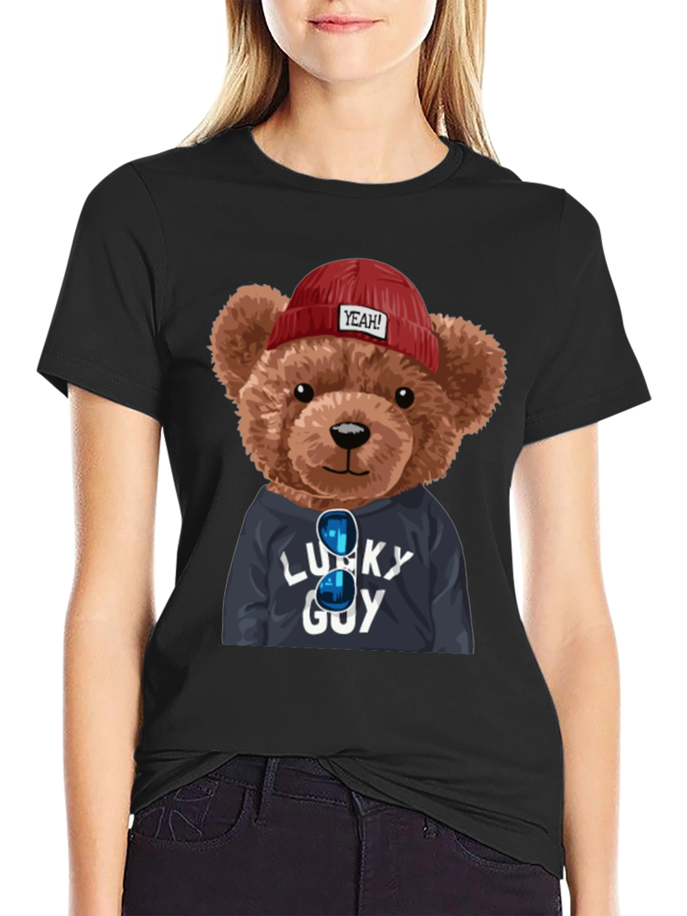 Lucky Guy Teddy Bear Graphic T-Shirt