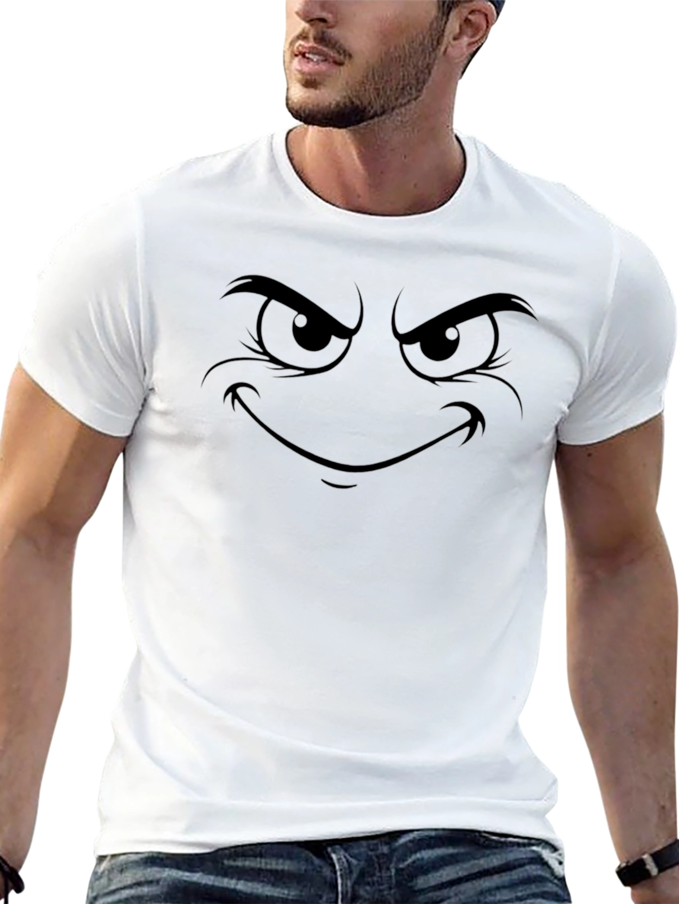 Mens Black T-Shirt with Evil Cartoon Face