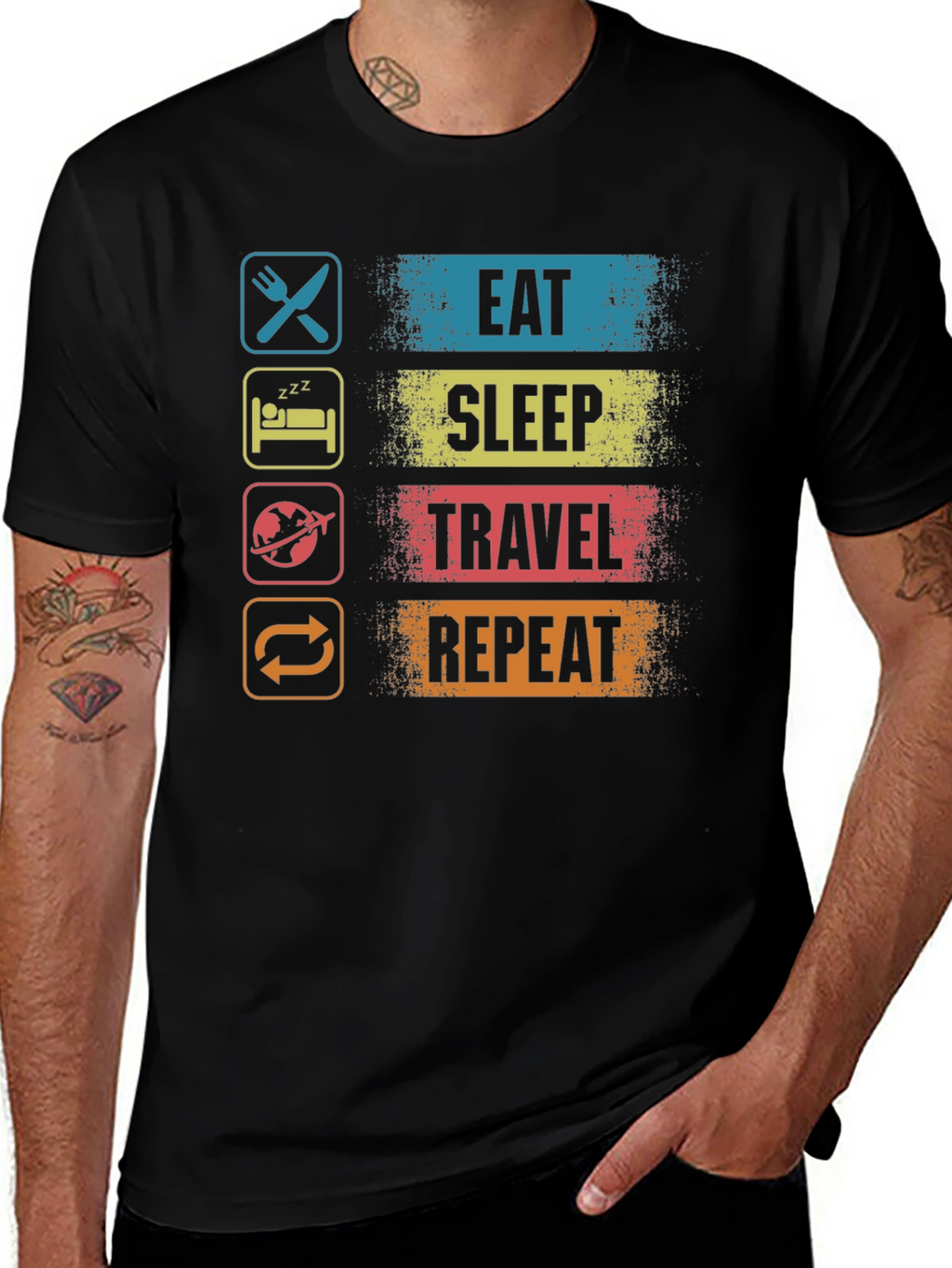 Eat Sleep Travel Repeat Graphic T-Shirt