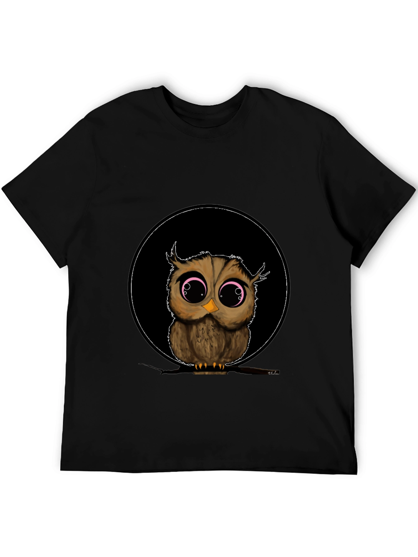Cute Owl Graphic Tee - Mens Black T-Shirt