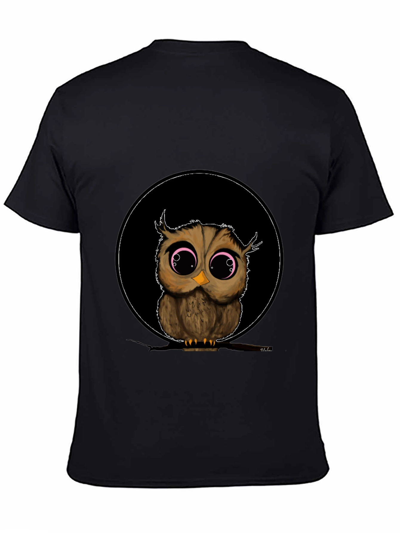 Cute Owl Graphic Tee - Mens Black T-Shirt
