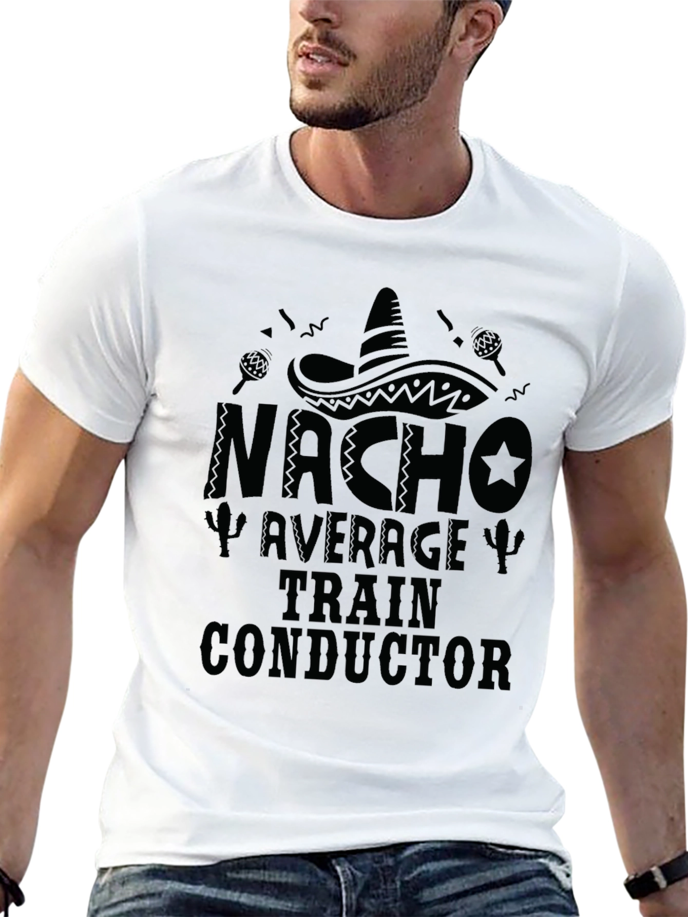 Nacho Average Train Conductor Graphic Tee