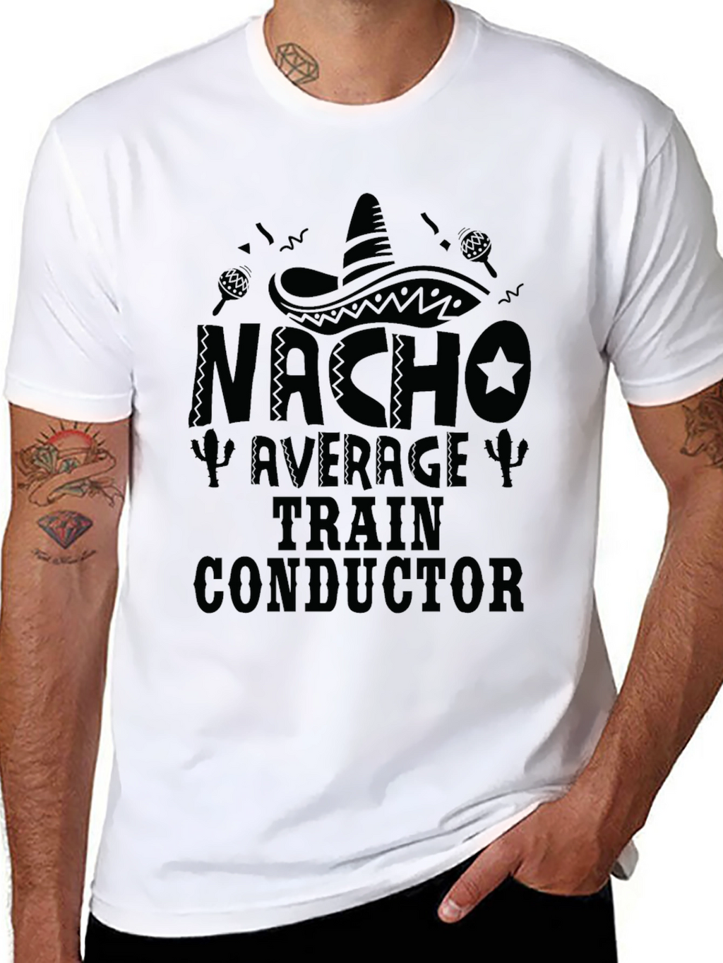 Nacho Average Train Conductor Graphic Tee