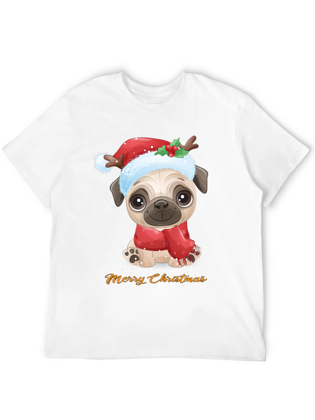 Merry Christmas Pug Dog Graphic T-Shirt