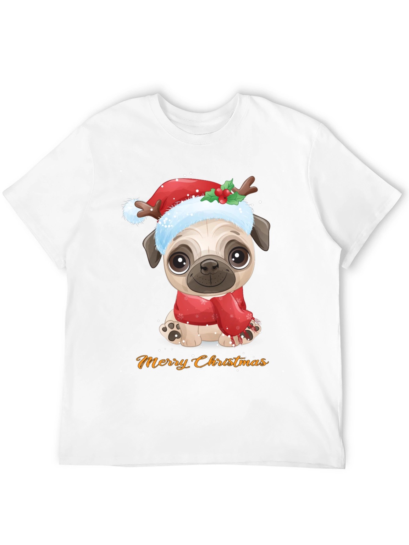 Merry Christmas Pug Dog Graphic T-Shirt