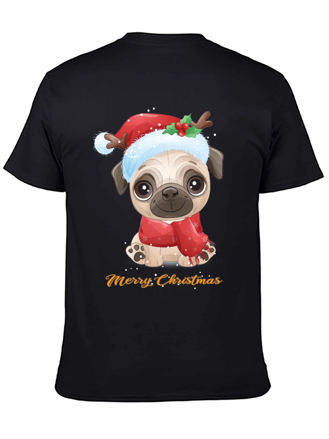 Merry Christmas Pug Dog Graphic T-Shirt