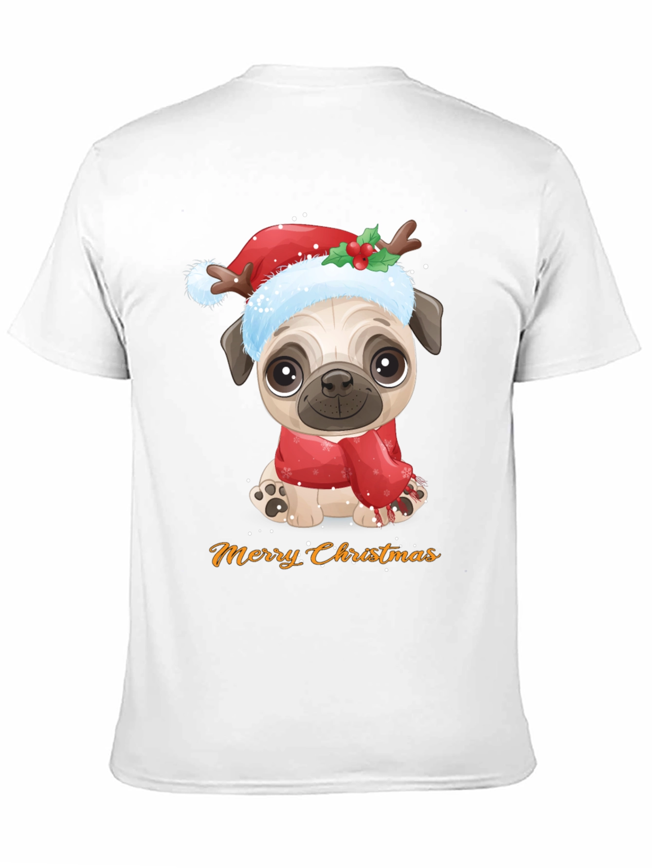 Merry Christmas Pug Dog Graphic T-Shirt