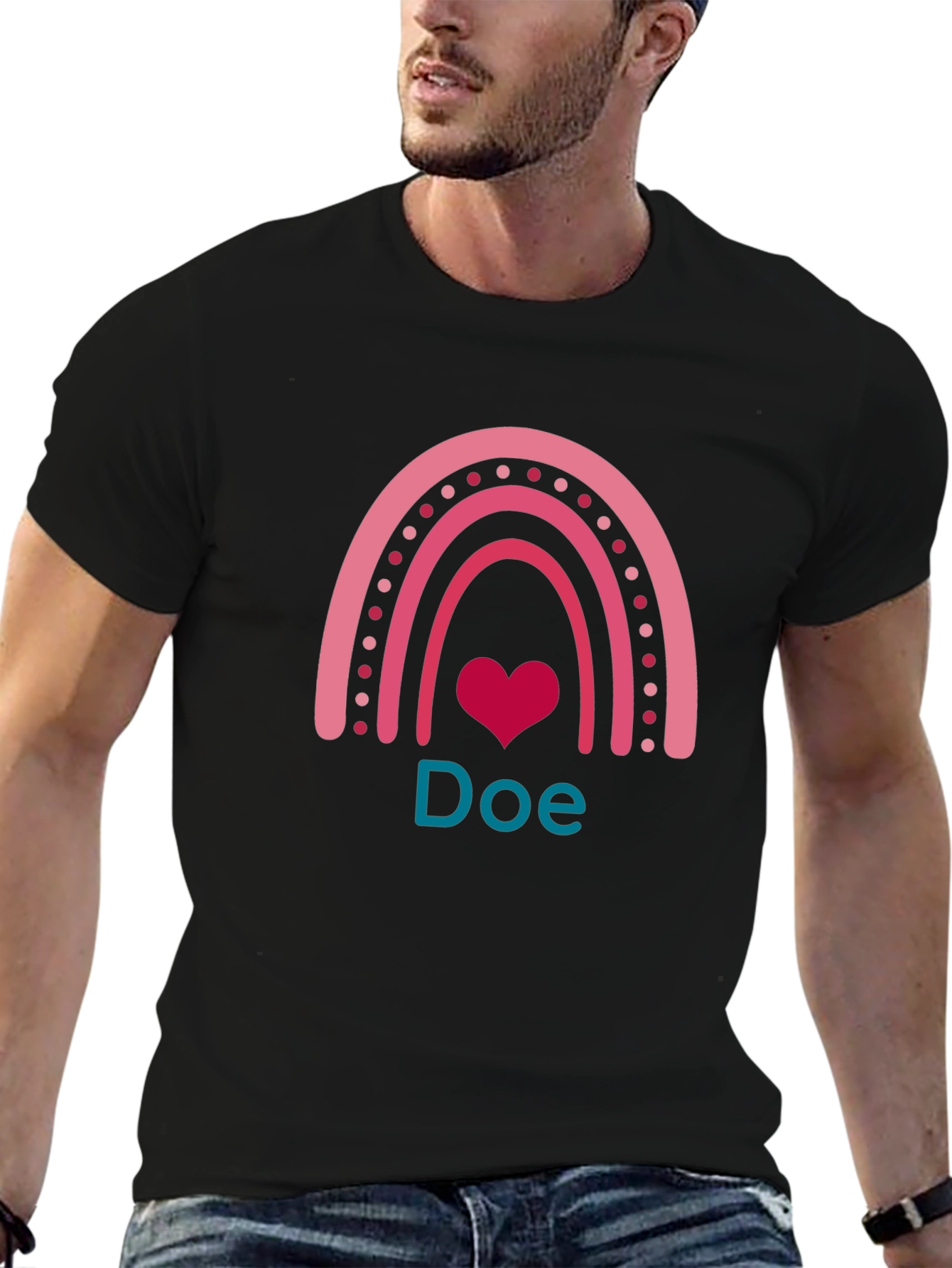 Rainbow Heart Custom T-Shirt - Doe