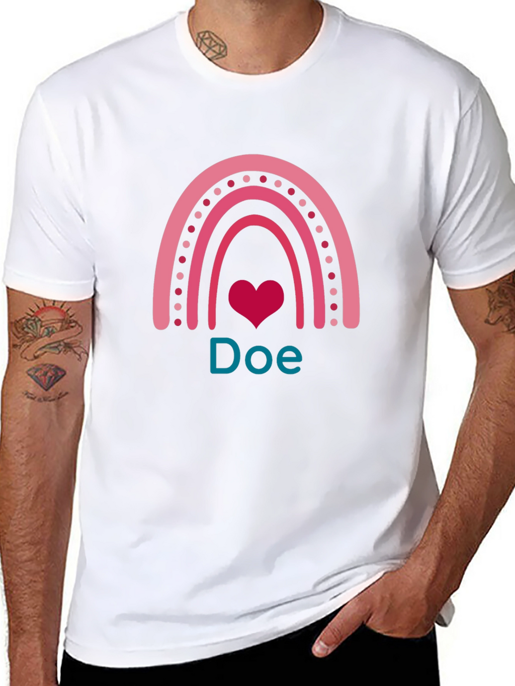 Rainbow Heart Custom T-Shirt - Doe